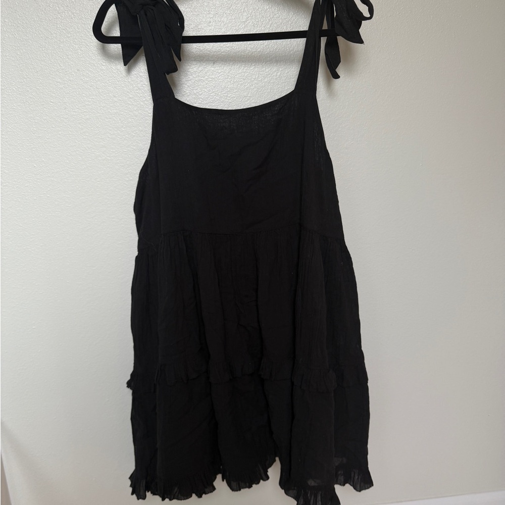 aerie Black Mini Dress with Tie Straps